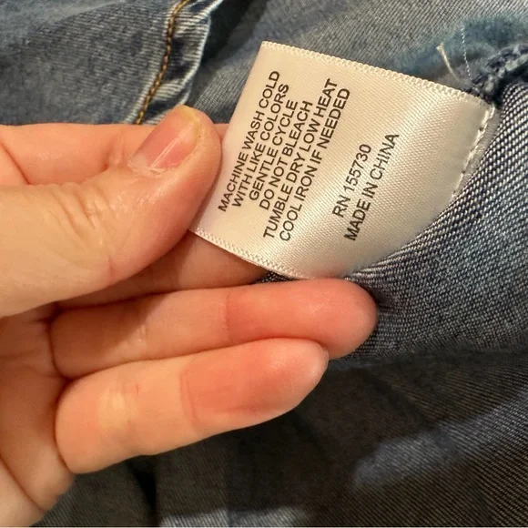 Jane And Delancey Tunic Top Women Plus 2X Chambray Blue Lyocell Western 90s New - Picture 5 of 6